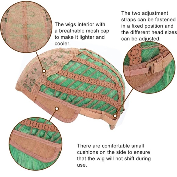 Green Bob Wavy Wigs With Air Bangs - Picture 2 of 2